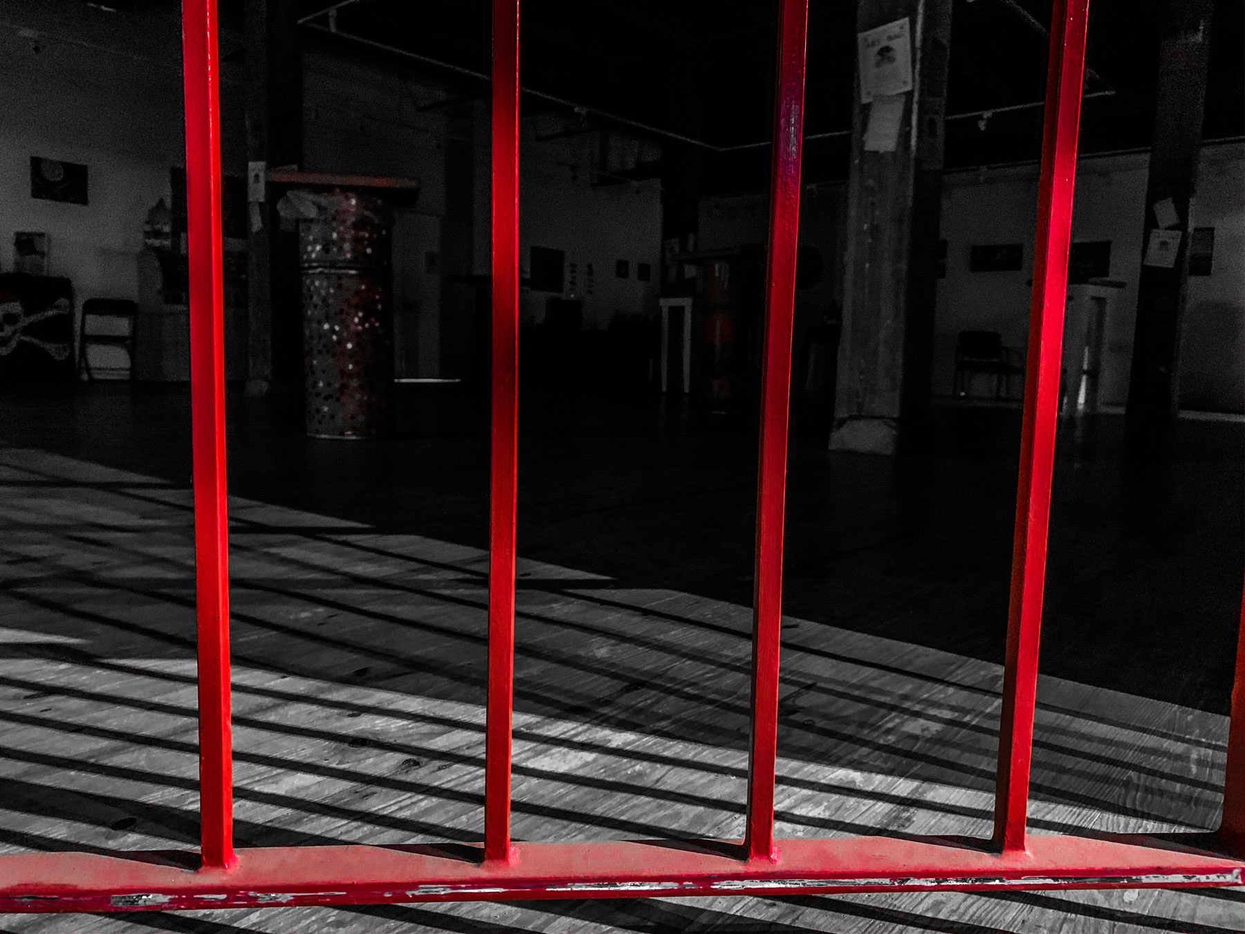 Red gate to gallery